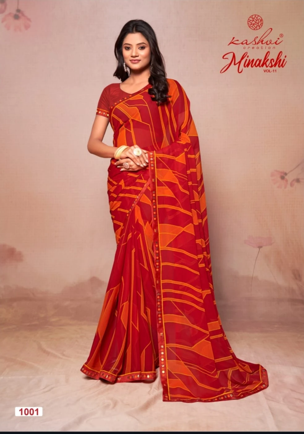 Kashvi Creation Minakshi Vol 11 Georgette Wholesale Fancy Sarees Catalog — Wholesale Sarees, Kashvi Creation wholesale from Surat - Gallery Image 5